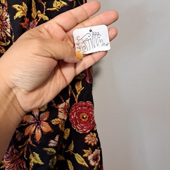 Free People Oh Baby Floral Print Minidress Black Pink Embroidered‎ Smocked Small - Picture 6 of 12